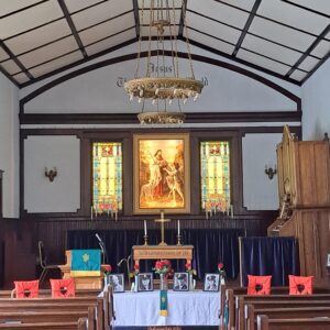 Interior of the historic Rev. George L. Fox Memorial Chapel